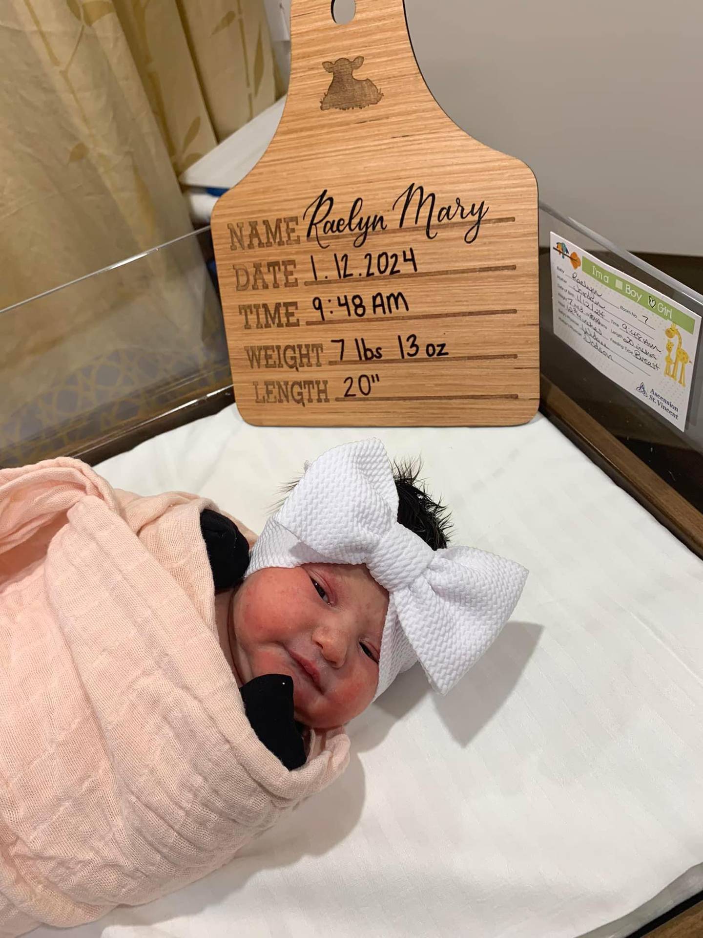 Raelyn, the daughter of Chris and Jordan Muegge, was born on Jan. 12.