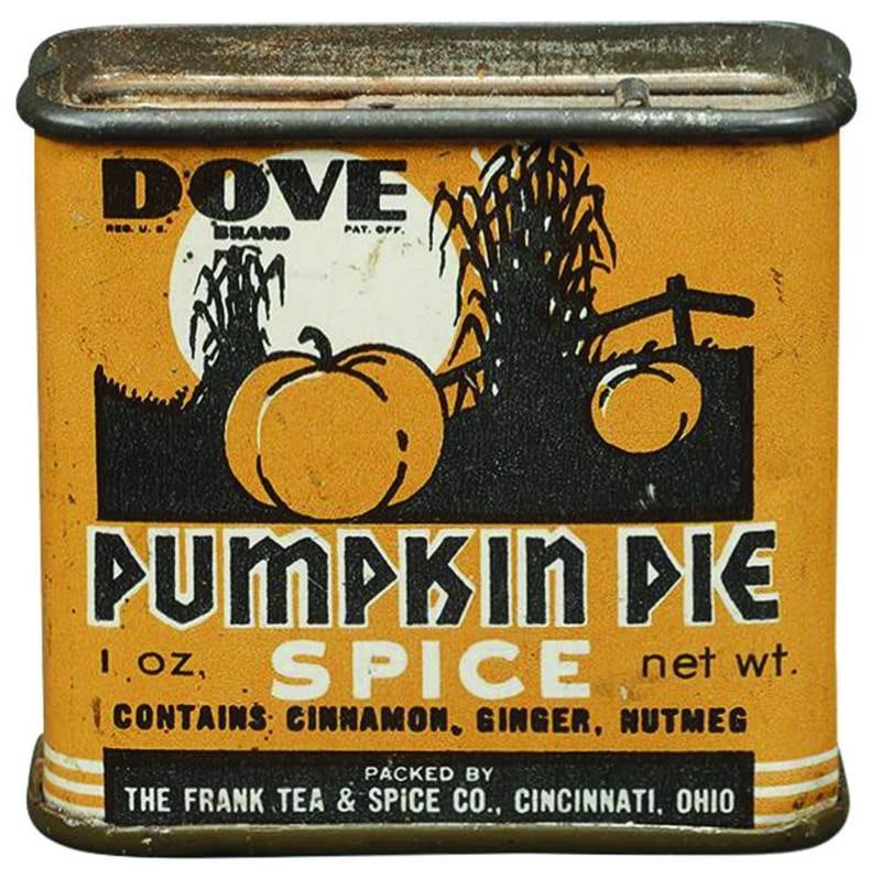 This vintage tin is a reminder that pumpkin spice was a well-loved flavor long before coffee shops started adding it to their drinks every fall.