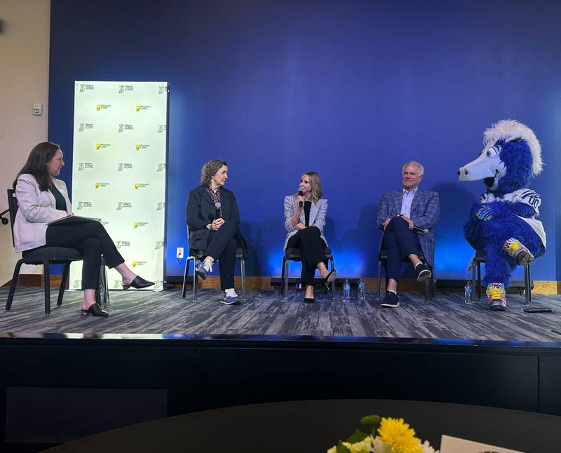 A panel discussion is held at the 2025 High Performance Low Carbon Liquid Fuels Summit at the headquarters of the Indianapolis Colts.