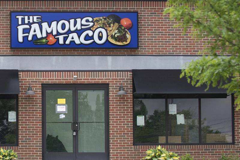 Signage hangs at Famous Taco's new location in Fort Wayne, Indiana.
