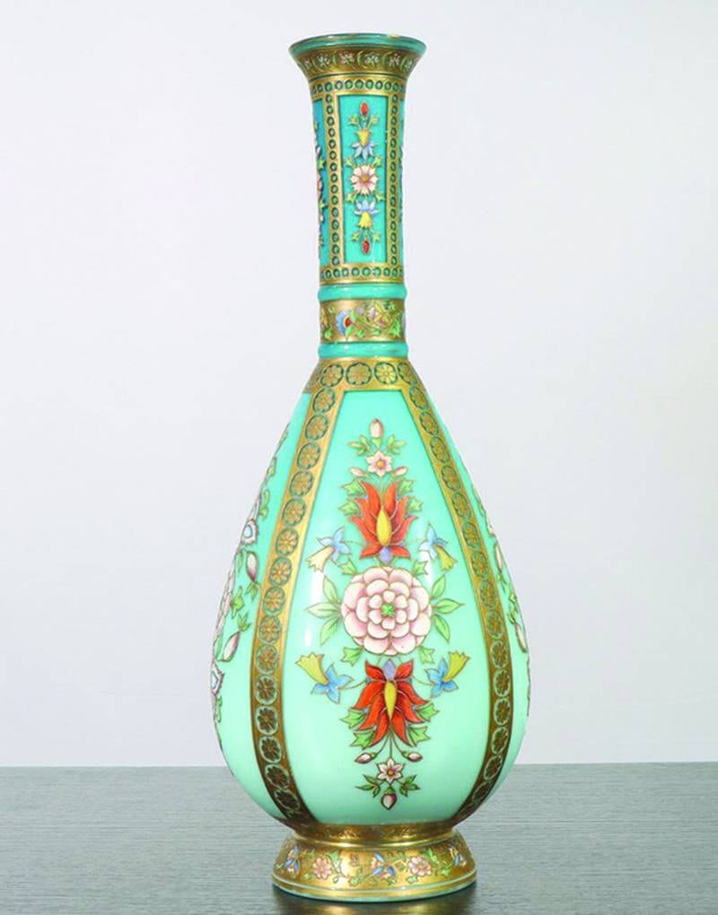 Opal glass, also called opaline, shares the opacity, pale color and iridescent shimmer of opal, the October birthstone.