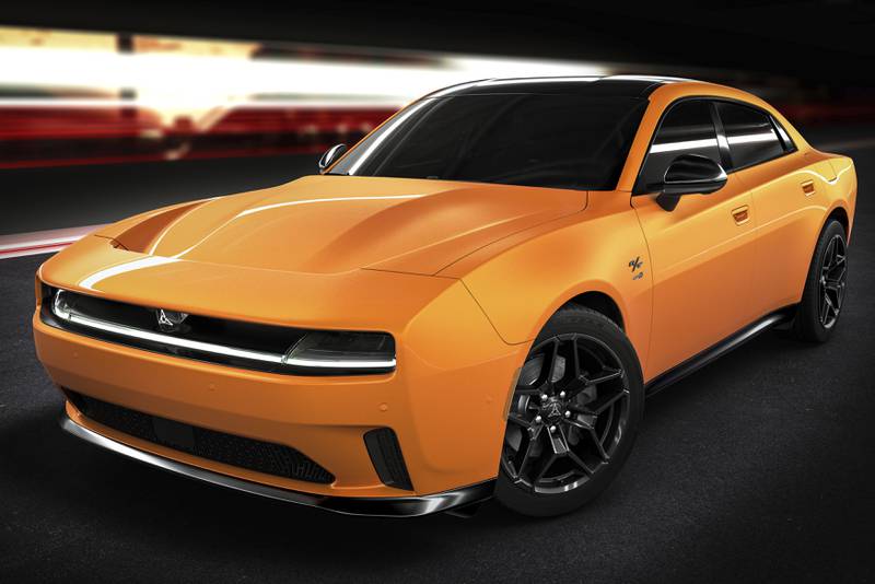 The upcoming four-door Dodge Charger sedan will be powered by either a six-cylinder gasoline engine or an electric drivetrain.