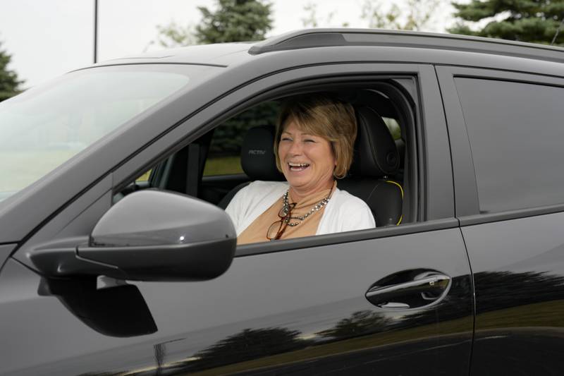 Michelle Chumley sits in her new Chevrolet Trax compact SUV in West Chester, Ohio.