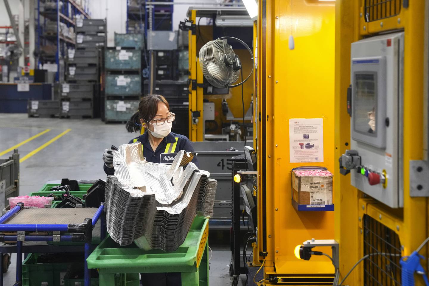 An employee works on the production line at the Martinrea auto parts manufacturing plant that supplies auto parts to Canada and U.S. plants, in Woodbridge, Ontario.