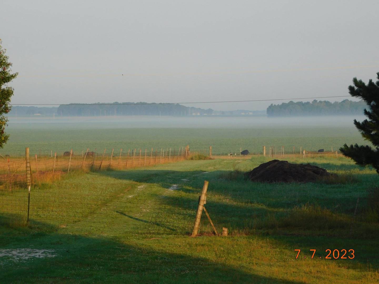 “Canadian wildfire smoke” — Joyce Weaver: “My farm during the Canadian forest fire smoke covering the farmland here in western-central Indiana.”