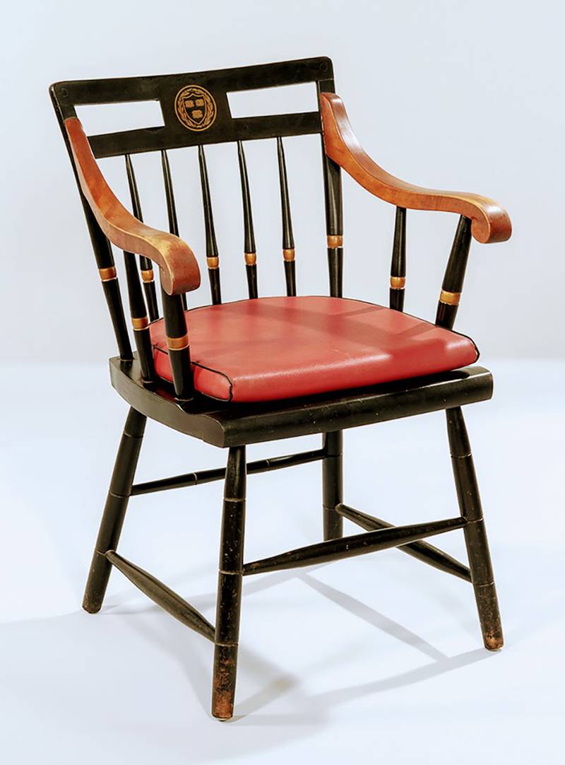 This midcentury Windsor style chair features the crest and colors of Harvard University. It sold for $438, more than twice its estimate, at a Bonhams Skinner auction.
