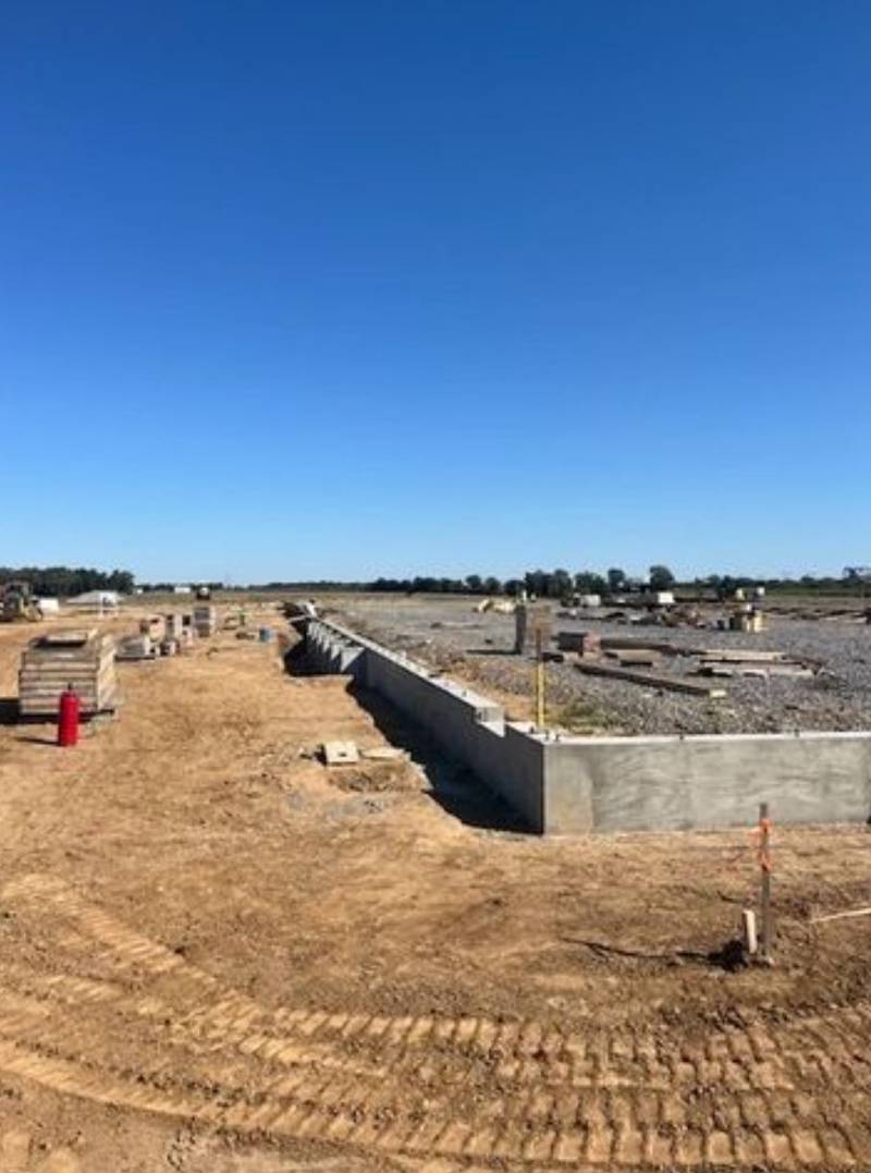 Construction is underway at a new Beck’s soybean processing facility in New Madrid, Missouri.