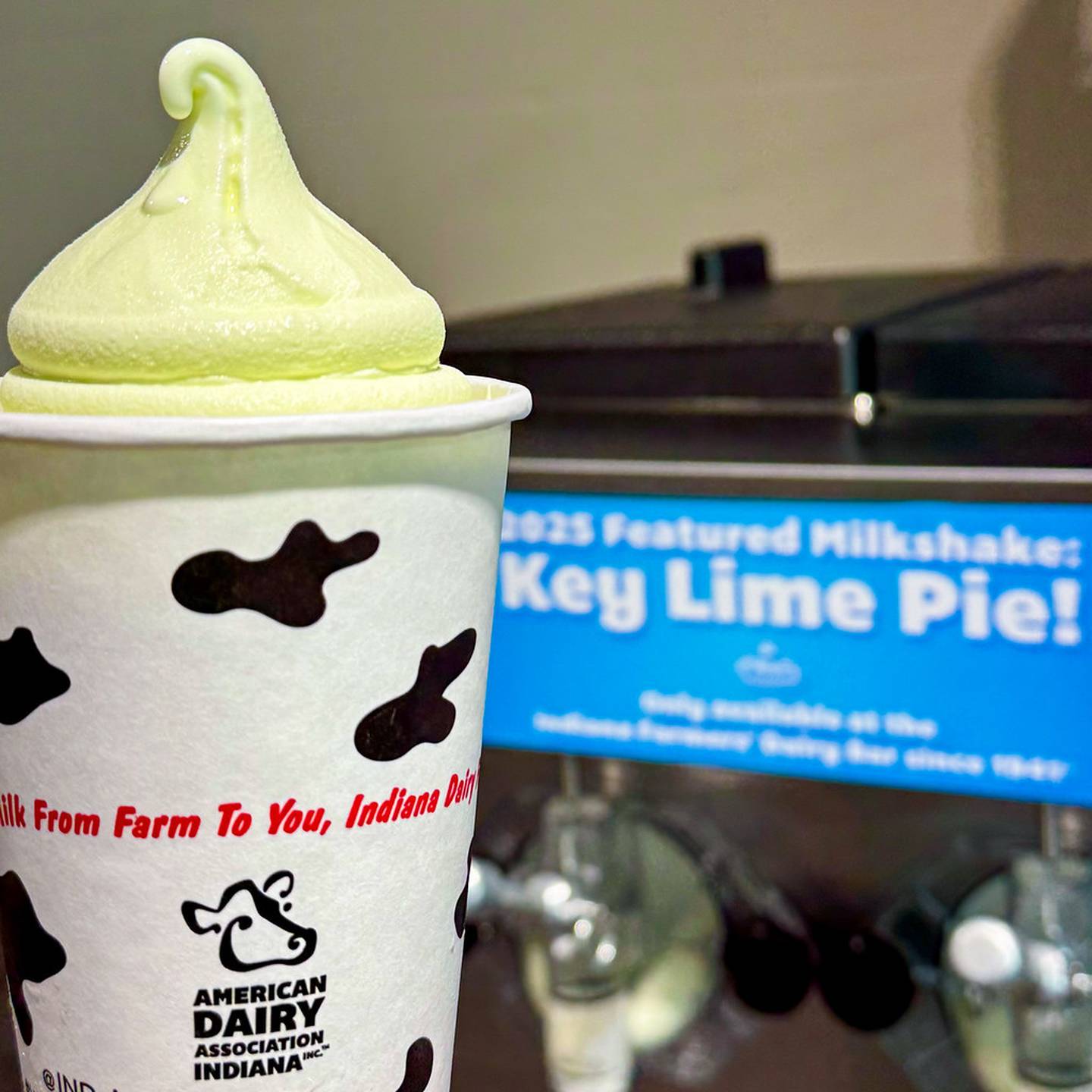 Key Lime Pie Milkshake by American Dairy Association Indiana Inc. The milkshake blends tangy citrus with creamy sweetness for a refreshing treat to cool you down on a hot Indiana summer day. It’s sweet, smooth and made for fair memories.