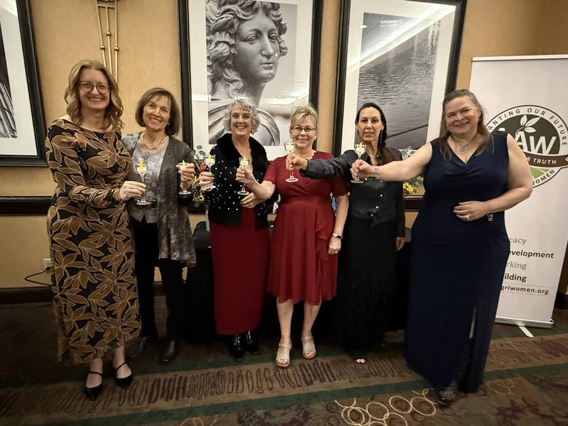 Newly elected members of the national board for the American American Agri-Women include Kim Bremmer (from left), Maggie Howley, Vikkie Becker, Sheila Currie, Debbie Bacigalupi, Rose Tyron and, not pictured, Alex Henderson.