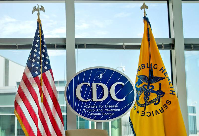 Centers for Disease Control and Prevention logo is shown at the agency's federal headquarters in Atlanta.