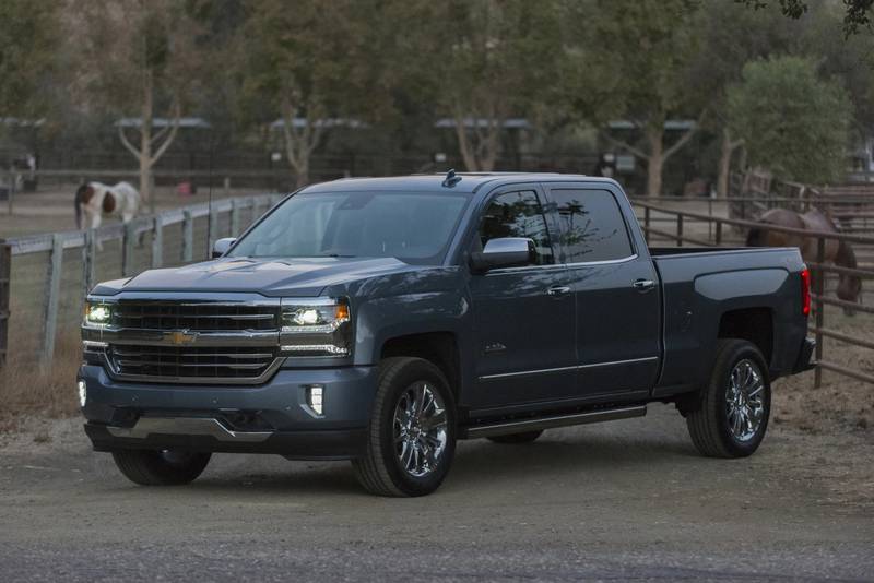 This photo shows a used full-size Chevy Silverado, which is available for $25,000 or less.