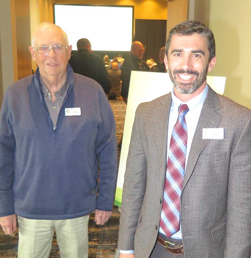 Jason Solberg (right), Illinois Fertilizer and Chemical Association interim president, got his start with the organization as an as intern assisting Dan Schaefer (left), IFCA nutrient stewardship director, with research trials.