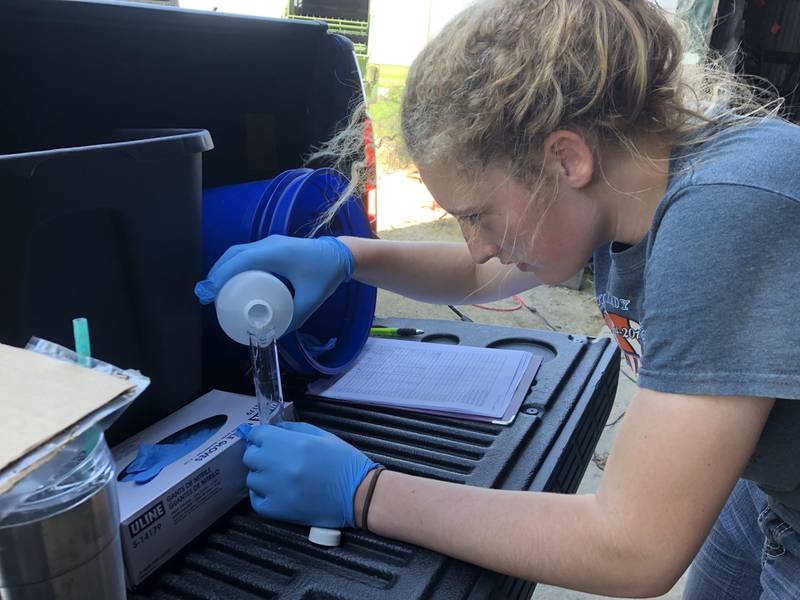 Delana Erbsen works on one of her many FFA science projects that resulted in becoming a finalist for the American Star in Agriscience award. She is one of four finalists in the nation for this award that will be announced during the 98th National FFA Convention & Expo.