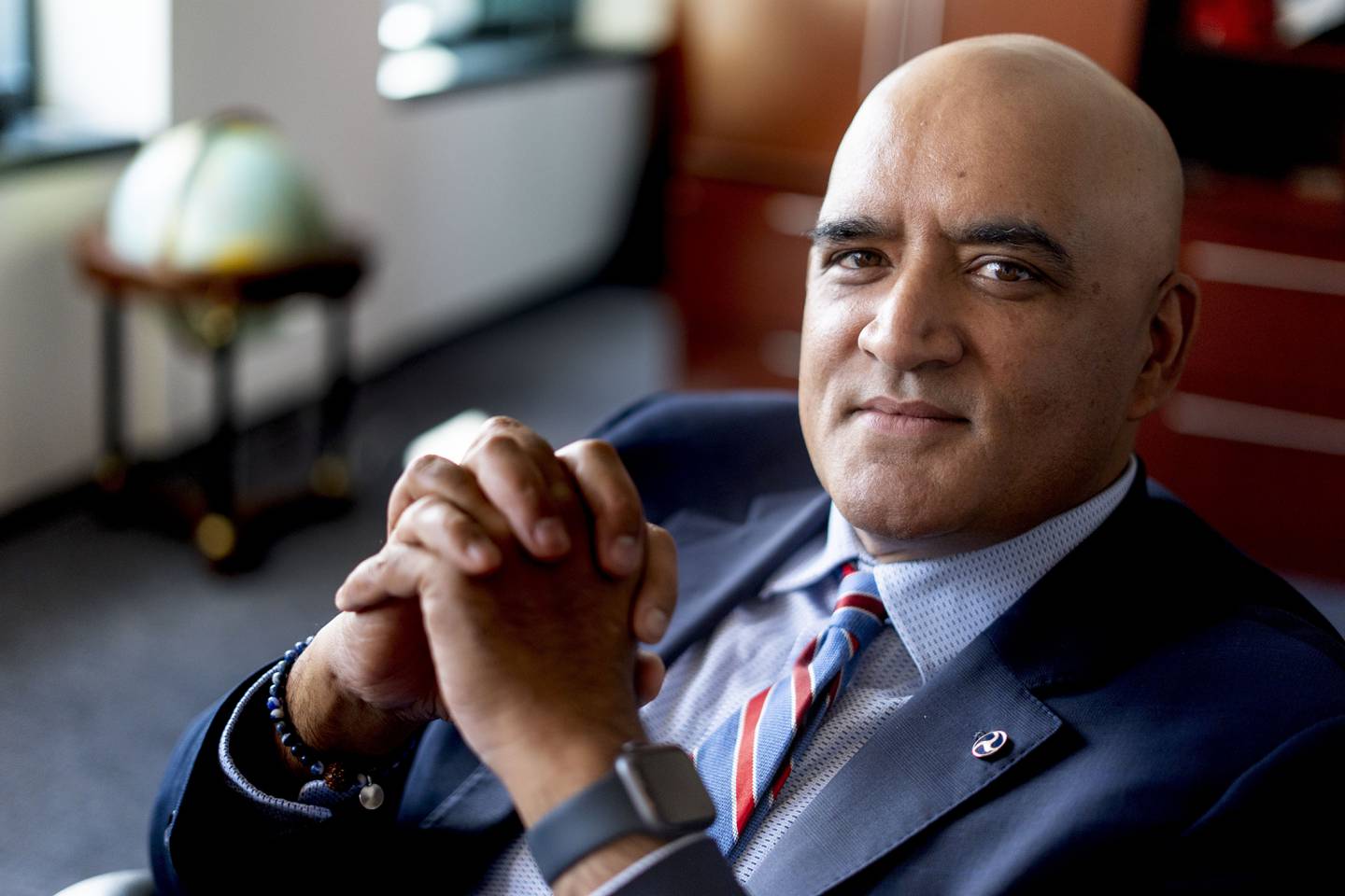 Federal Highway Administrator Shailen Bhatt poses for a portrait in his office in Washington.
