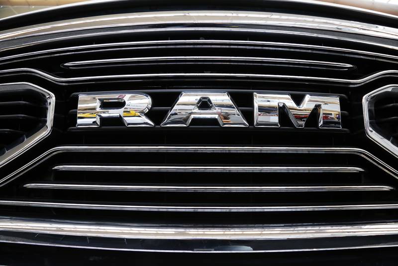 This grill of a Ram truck is on display at the Pittsburgh Auto Show. The Department of Justice released new details of a settlement with engine manufacturer Cummins Inc. that includes a mandatory recall of 600,000 Ram trucks and that the company remedy environmental damage it caused when it illegally installed emissions control software in several thousand vehicles, skirting emissions testing.