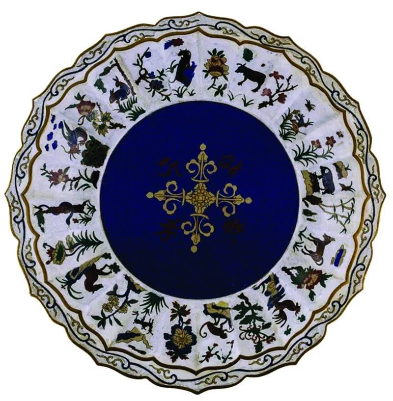 The Chinese zodiac is a cycle of 12 signs, represented by the animals pictured on this cloisonne charger. Each Lunar New Year moves into the next sign.