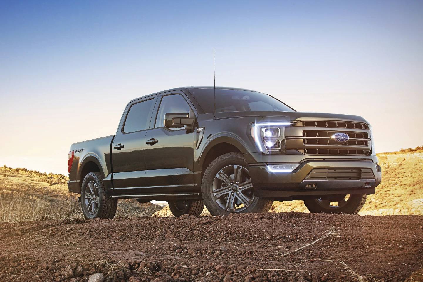 This photo provided by Ford shows the 2023 F-150. The truck’s available PowerBoost hybrid powertrain makes 430 horsepower and can get up to an EPA-estimated 25 mpg.