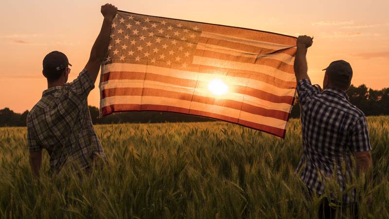 You see the American flag often as you travel across the heartland.