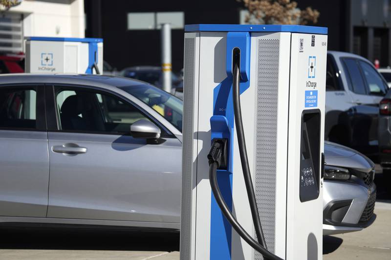 A charging station outside a Honda dealership in Highlands Ranch, Colorado.