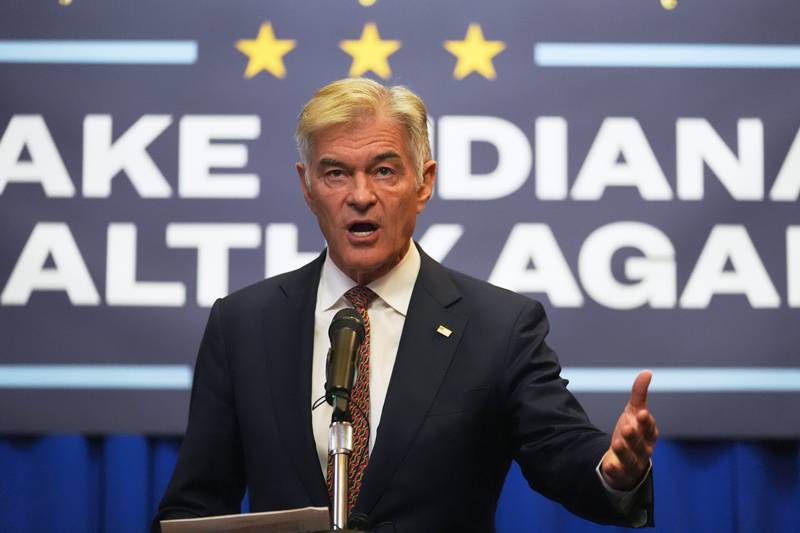 Medicaid Services Administrator Dr. Mehmet Oz speaks during a Make Indiana Healthy Again initiative event in Indianapolis.
