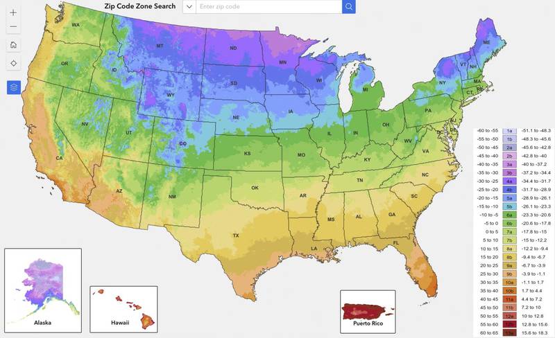 This image from the U.S. Department of Agriculture shows the agency’s new plant hardiness zone map updated on Nov. 15. The map was updated for the first time in a decade, and it shows the impact that climate change will have on gardens and yards across the country.