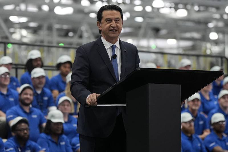 José Muñoz, president and CEO, Hyundai Motor Company, speaks during a media tour and grand opening at the Hyundai Motor Group Metaplant America in March 26 in Ellabell, Georgia.