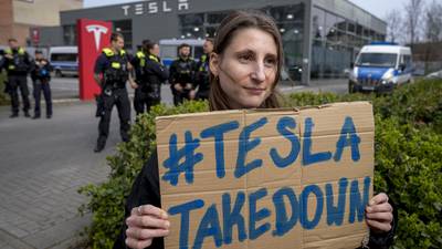 Protests against Elon Musk’s purge of U.S. government swarm Tesla showrooms