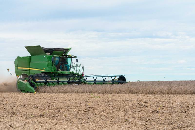 Mike Starkey harvests soybeans on a 135-acre field in Brownsburg, Indiana. National Farm Safety and Health Week was held Sept. 17-23.