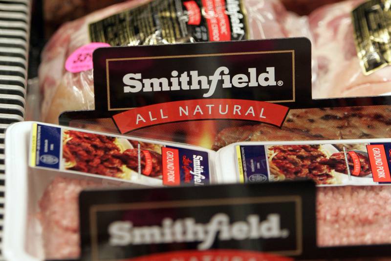 Smithfield Foods products are on display at the Ukrops store in Richmond, Virginia.