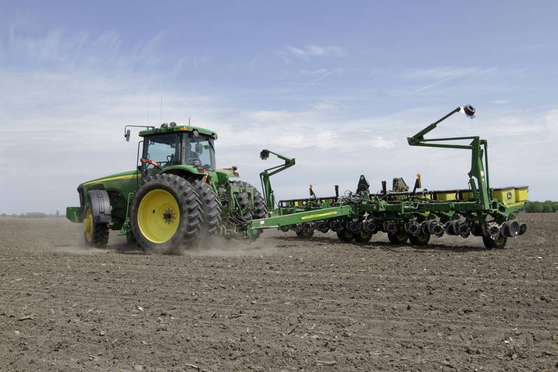A farmer plants corn seeds near Auburn in central Illinois.