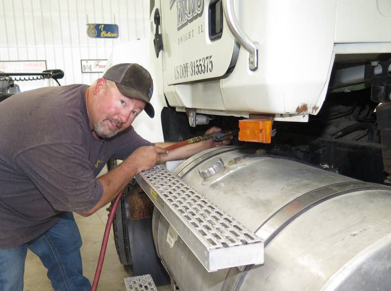 With harvest just a few days away, Dan Parker was doing one last run-through on his truck and combine to make sure everything was good to go.