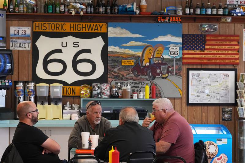 Customers at Cozy Dog Drive In have lunch in Springfield in central Illinois.