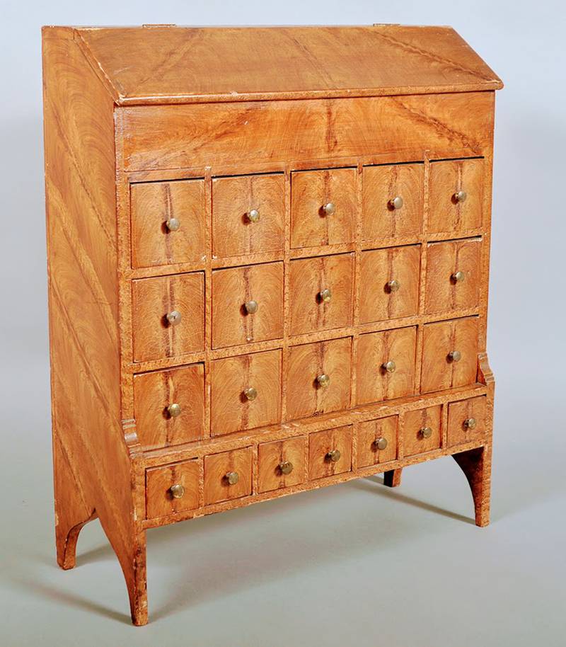 This seed chest was made about 1870 out of inexpensive wood for a practical purpose. Now it can command a higher price than some designer pieces.