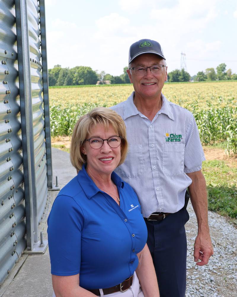 Isabella and Kent Chism farm together in Galveston, Indiana.
