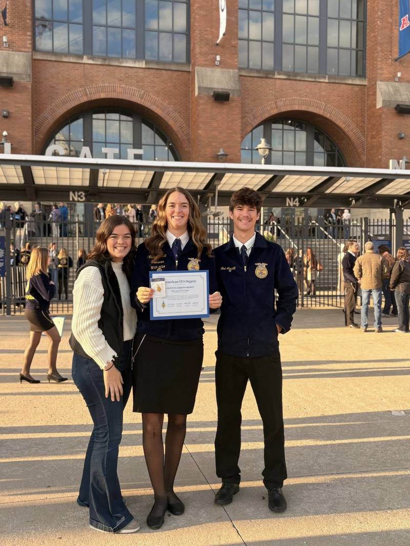Alexandra (from left), Lauryn and Levi Merritt have all been actively involved in FFA.