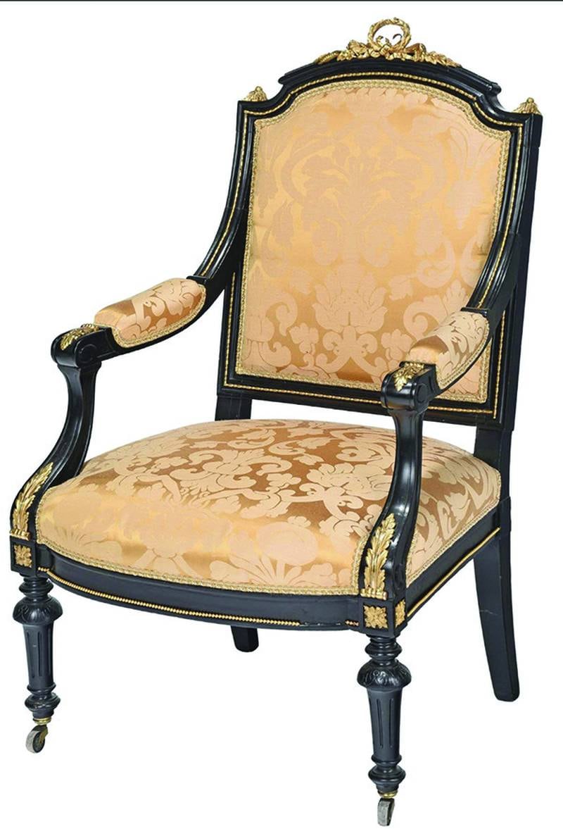 Alexander Roux signed the bronze mounts of this Victorian chair in the Louis XVI Revival style. Identifying the maker of a piece of antique furniture is not always so easy.