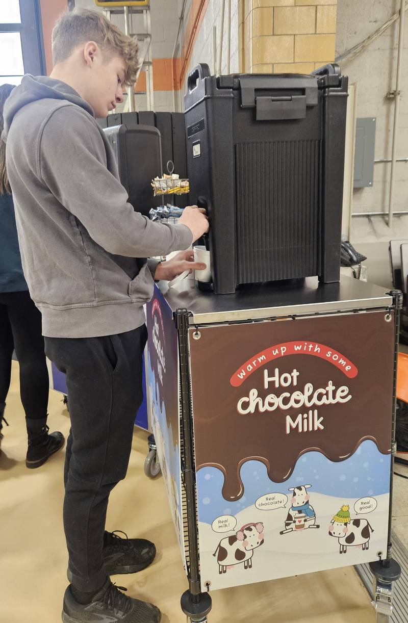 Schools participating in the pilot program received a Hot Chocolate Milk kit provided by NDC through Hubert, a foodservice equipment manufacturer. The kit includes a transport cart with branded panels, an insulated beverage dispenser, a digital thermometer and more.
