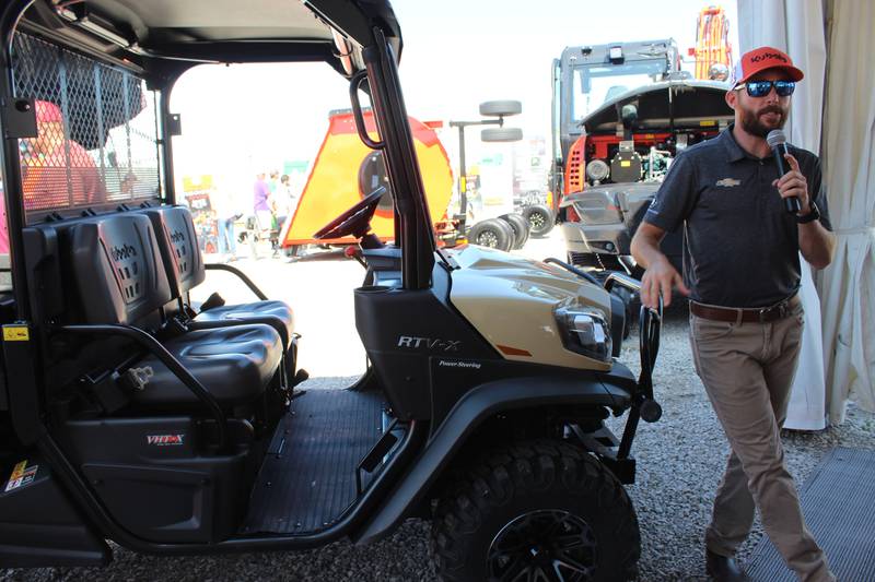 NASCAR driver and watermelon farmer, Ross Chastain talks about how a Kubota RTV is used at both his race shop and farm. Kubota, one of several sponsors for the No. 1 Chevrolet driven by Chastain, introduced the new RTV-X vehicle at the Farm Progress Show in Boone, Iowa.