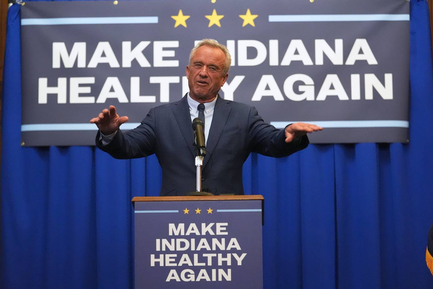 U.S. Health and Human Services Secretary Robert F. Kennedy Jr. speaks during a Make Indiana Healthy Again initiative event in Indianapolis.