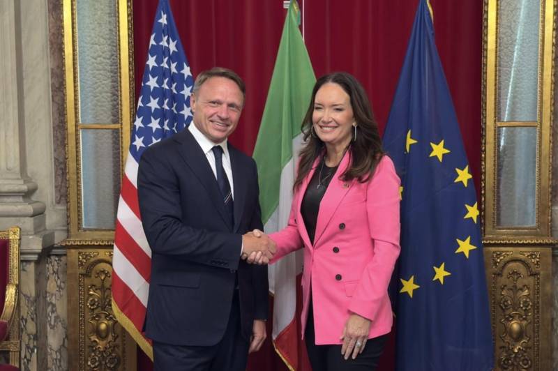 U.S. Secretary of Agriculture Brooke Rollins (right) meets with Francesco Lollobrigida, Italy’s minister of agriculture, food sovereignty and forests, to discuss the legacy of strategic partnership between the United States and Italy to ensure greater market access for American agricultural producers in the European Union.
