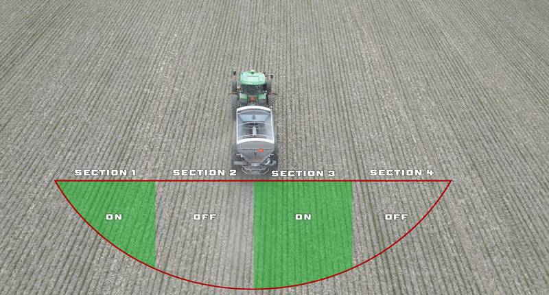 The Air Command Section Control option is a revolutionary innovation that uses pneumatics to divert material onto the spinners for accurate, yet economical, four-section control with fewer moving components.