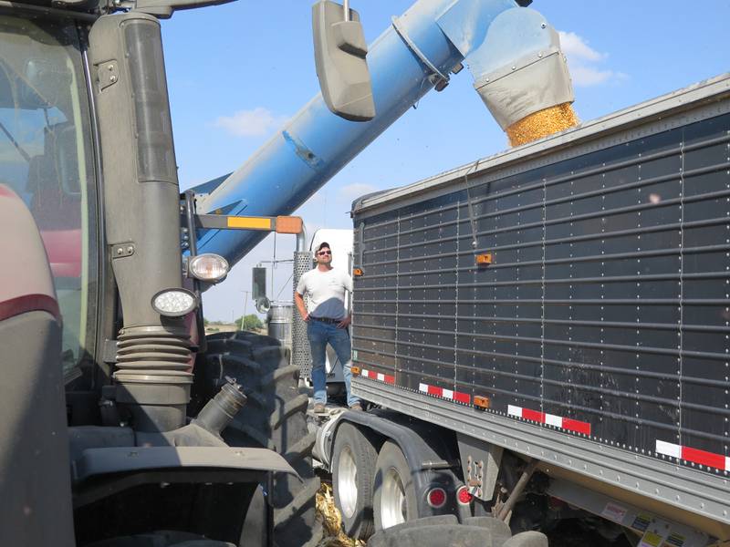 The Swartz family had about 450 acres of corn left to be harvested Oct. 14 after wrapping up the soybean harvest several weeks prior. Craig Swartz was trucking corn to the bin from a field near Wing in northeast Illinois.