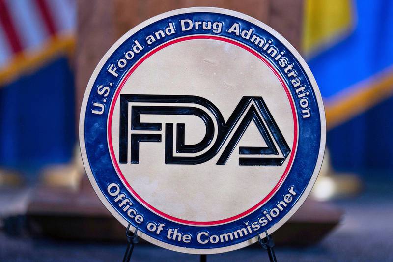 The Food and Drug Administration seal is seen at the Hubert Humphrey Building Auditorium in Washington, D.C.