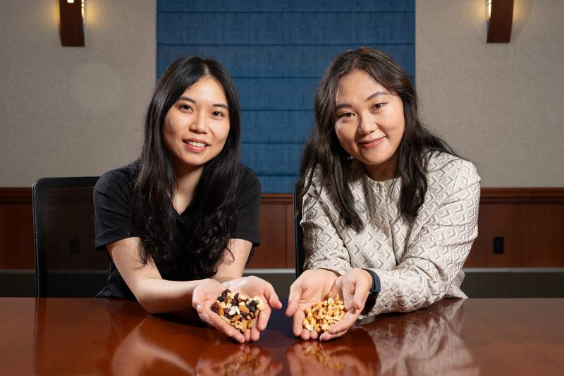 Purdue Agricultural Communications photo/Joshua Clark
Purdue University’s Han Chen (left) and Yaohua Feng, along with colleagues at other institutions, have identified key challenges in ensure the safety of low-moisture foods.