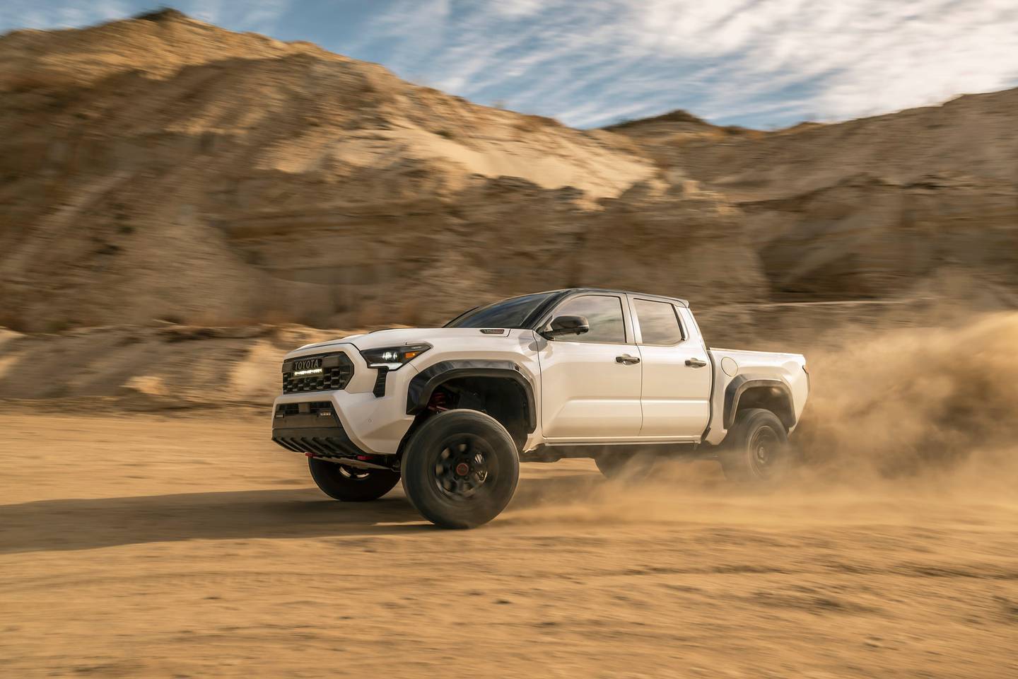 The Tacoma TRD Pro pickup from Toyota is impressively capable off-road thanks to its specialized suspension, big tires and more.