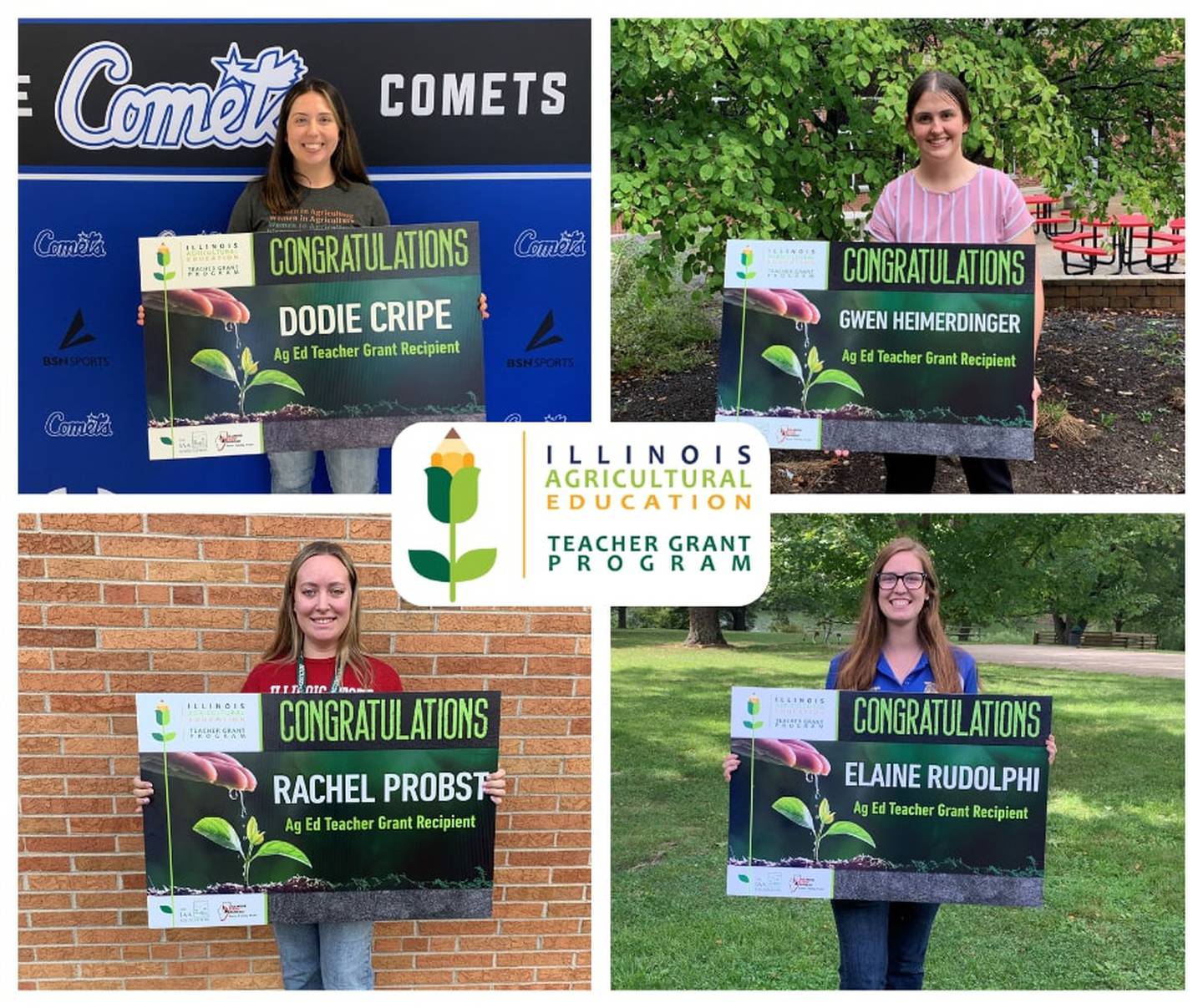 Four beginning Illinois agriculture education teachers were recently recognized by the IAA Foundation with Illinois Agricultural Education Teacher Grants for their efforts during their first year in the field.