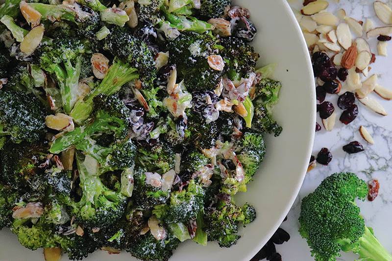 With many layers of texture and flavor, this creamy broccoli salad recipe is a delicious vegetable side that pairs with almost anything. Roasting the broccoli caramelizes its natural sugars, enhancing the sweetness.