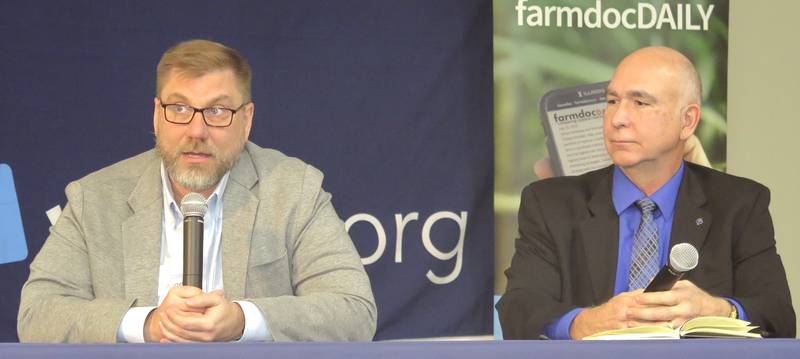 Collin Watters (left), IL Corn director of exports and logistics, and Mark Wilson, west-central Illinois farmer and U.S. Grains and BioProducts Council chairman, say the outlook for strong corn demand continues into 2026.
