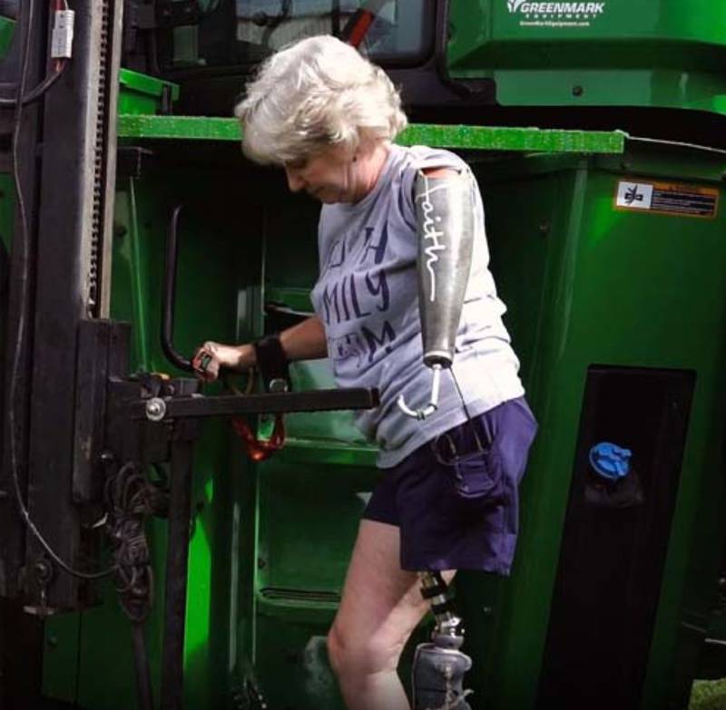 Laurie Hayn, an Indiana farmer, continues to operate machinery following a 2018 combine entanglement.