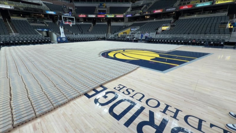 This is what over 8,000 dozen eggs looks like on a NBA basketball court.